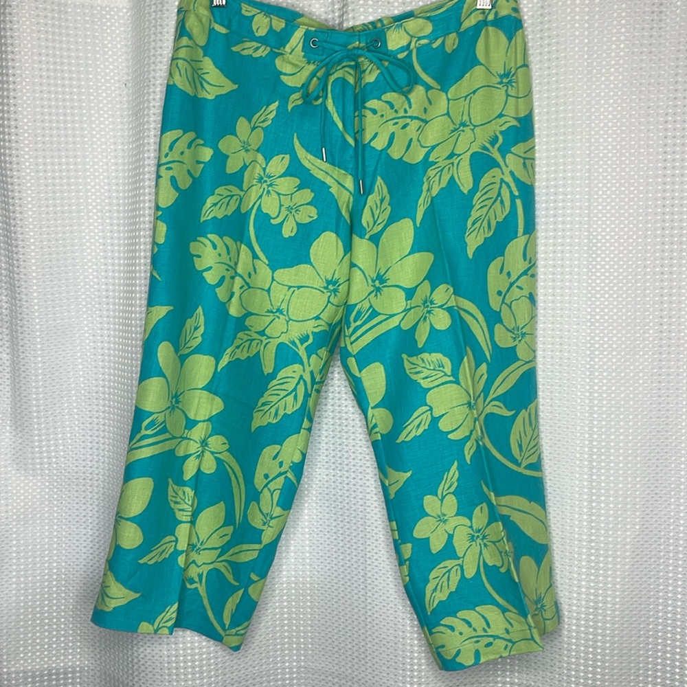 Tommy Bahama Tropical Cropped Linen Pants Crops Summer Hawaiian NWT Sz 8